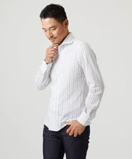 MNBCI04210 MICHEL KLEIN HOMME(ミッシェルクラン オム) 《日本製》ストライプ柄長袖シャツ ホワイト