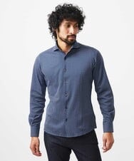 MNBDA50210 MICHEL KLEIN HOMME(ミッシェルクラン オム) 《日本製》ストレッチラッセル長袖シャツ ネイビー