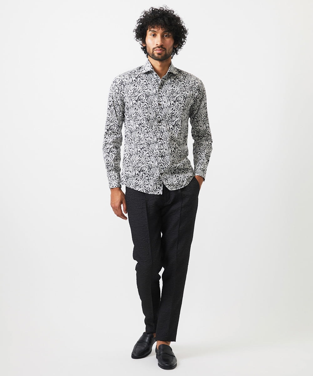 MNBDA55290 MICHEL KLEIN HOMME(ミッシェルクラン オム) 《日本製》フラワー柄長袖シャツ ブラック