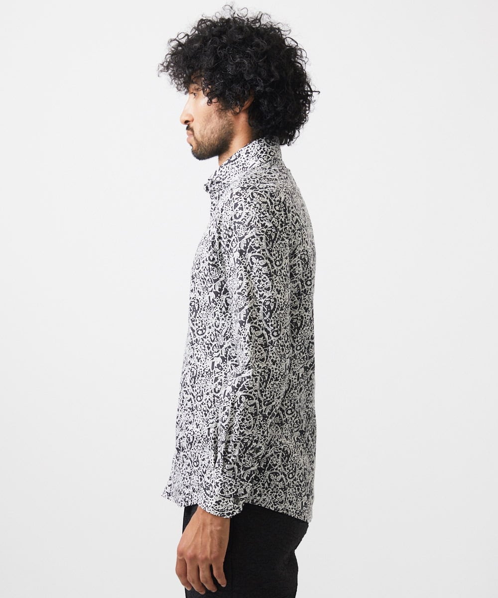 MNBDA55290 MICHEL KLEIN HOMME(ミッシェルクラン オム) 《日本製》フラワー柄長袖シャツ ブラック