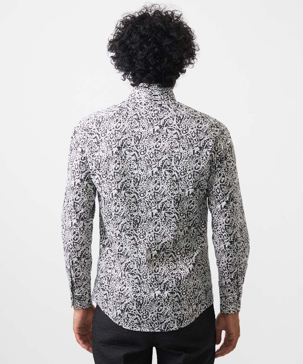 MNBDA55290 MICHEL KLEIN HOMME(ミッシェルクラン オム) 《日本製》フラワー柄長袖シャツ ブラック