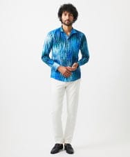 MNBDA56290 MICHEL KLEIN HOMME(ミッシェルクラン オム) 《日本製》総柄長袖シャツ ブルー