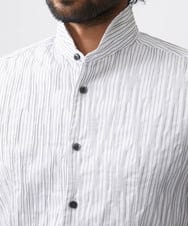 MNBDC50230 MICHEL KLEIN HOMME(ミッシェルクラン オム) ストライプタックスタンドカラー長袖シャツ ホワイト