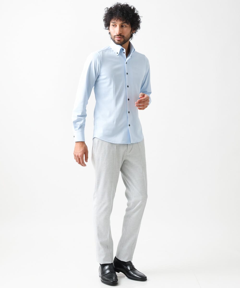 MNBDC54200 MICHEL KLEIN HOMME(ミッシェルクラン オム) 《日本製》イージーケアーボタンダウン長袖シャツ ライトブルー