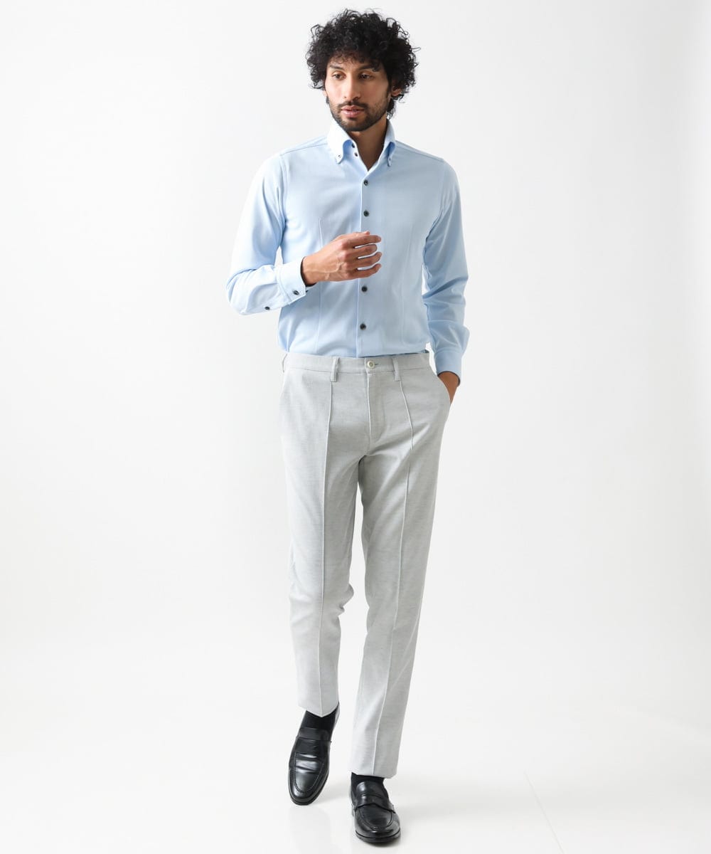 MNBDC54200 MICHEL KLEIN HOMME(ミッシェルクラン オム) 《日本製》イージーケアーボタンダウン長袖シャツ ライトブルー