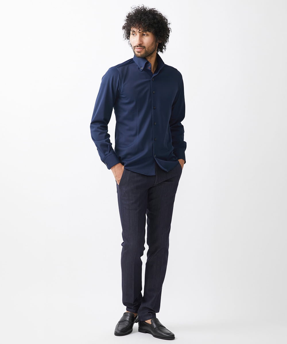 MNBDC54200 MICHEL KLEIN HOMME(ミッシェルクラン オム) 《日本製》イージーケアーボタンダウン長袖シャツ ネイビー
