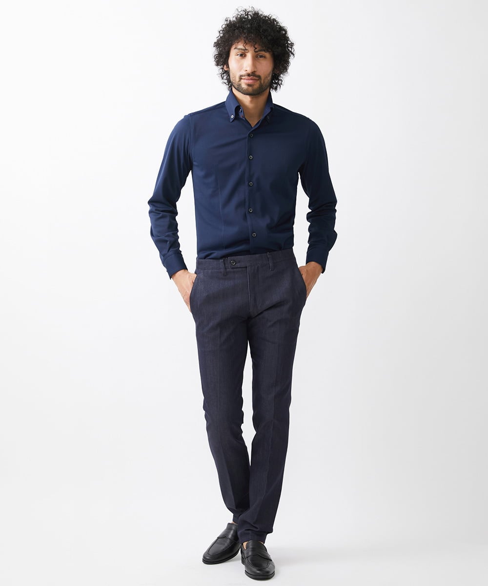 MNBDC54200 MICHEL KLEIN HOMME(ミッシェルクラン オム) 《日本製》イージーケアーボタンダウン長袖シャツ ネイビー