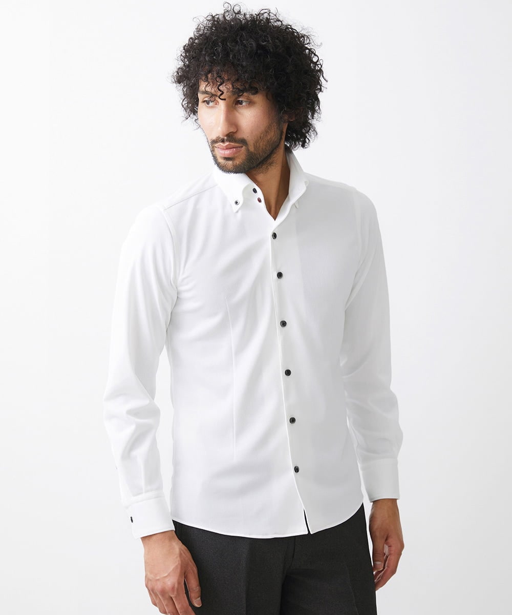 MNBDC54200 MICHEL KLEIN HOMME(ミッシェルクラン オム) 《日本製》イージーケアーボタンダウン長袖シャツ ホワイト