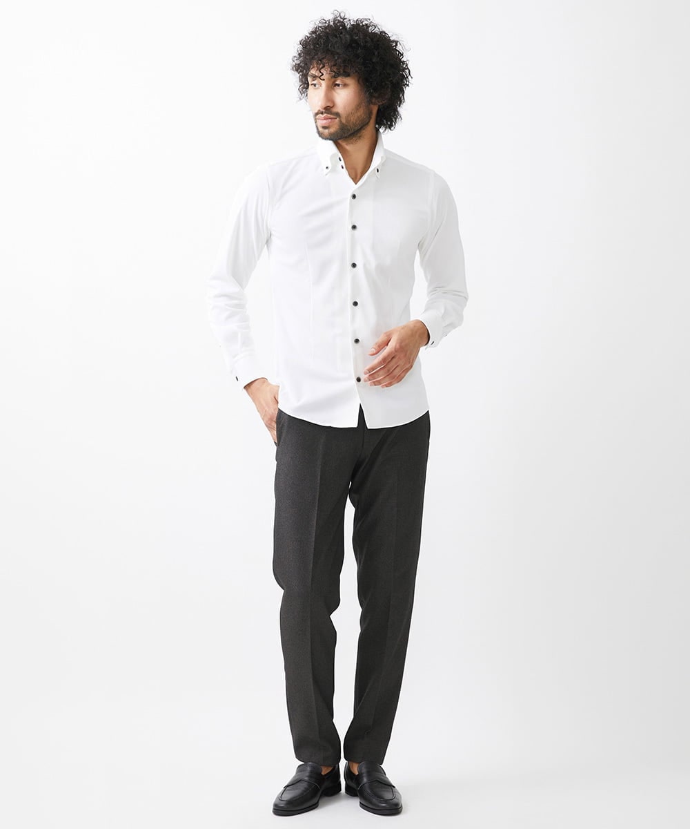 MNBDC54200 MICHEL KLEIN HOMME(ミッシェルクラン オム) 《日本製》イージーケアーボタンダウン長袖シャツ ホワイト
