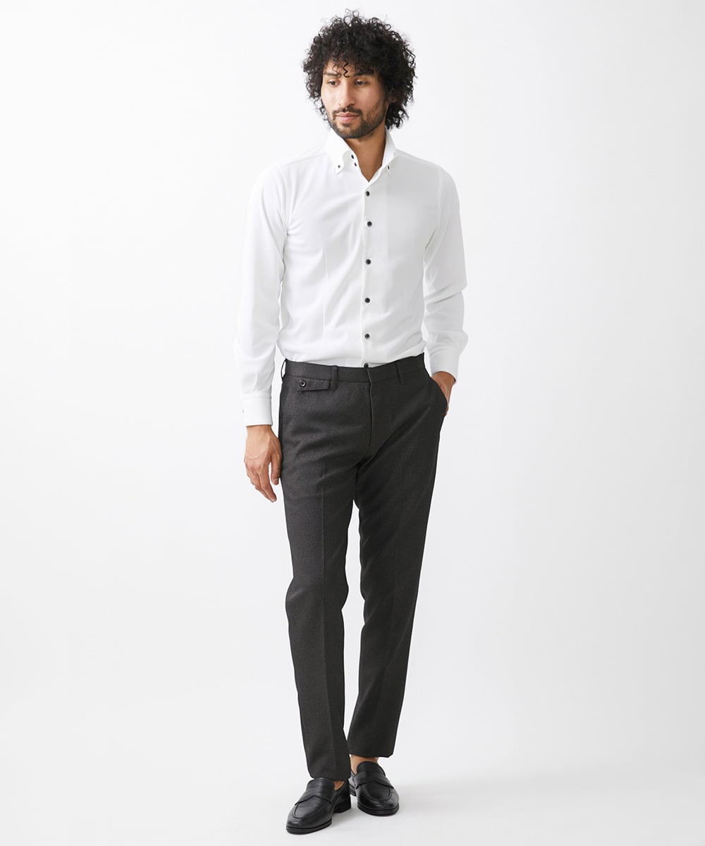 MNBDC54200 MICHEL KLEIN HOMME(ミッシェルクラン オム) 《日本製》イージーケアーボタンダウン長袖シャツ ホワイト