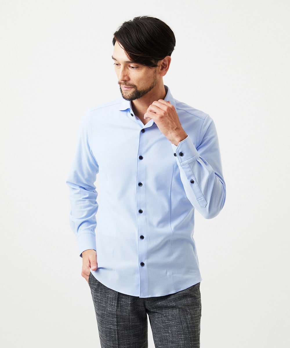 MNBDF50200 MICHEL KLEIN HOMME(ミッシェルクラン オム) 《日本製》ベーシックジャージシャツ ライトブルー