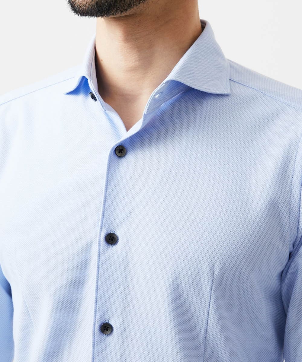 MNBDF50200 MICHEL KLEIN HOMME(ミッシェルクラン オム) 《日本製》ベーシックジャージシャツ ライトブルー