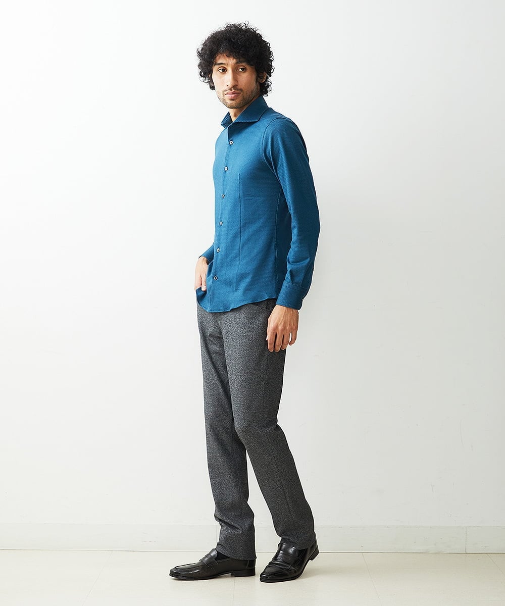MNBDS10190 MICHEL KLEIN HOMME(ミッシェルクラン オム) 【2023年モデル】《日本製》ストレッチラッセルシャツ グリーン(35)