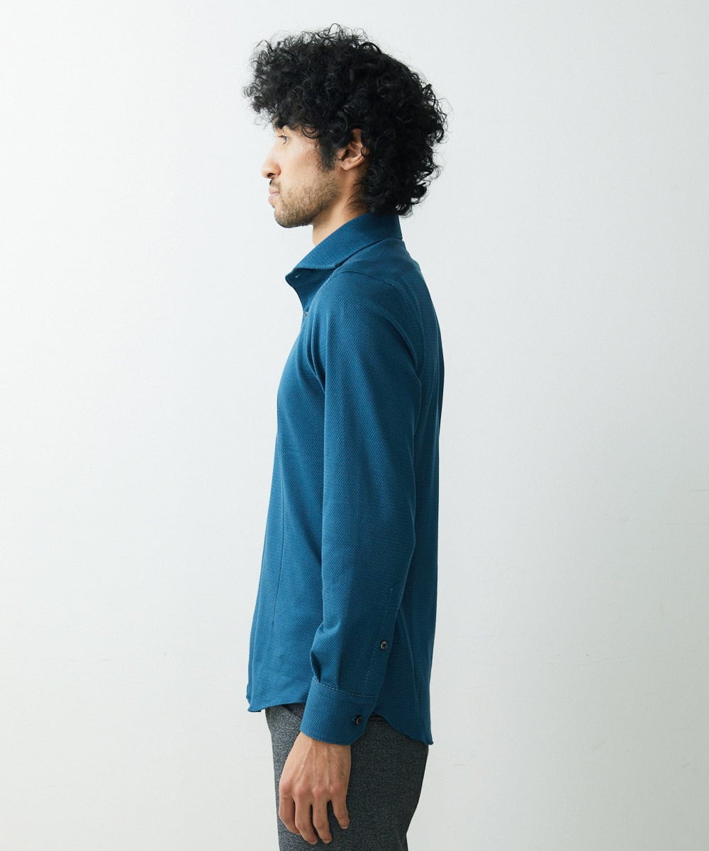 MNBDS10190 MICHEL KLEIN HOMME(ミッシェルクラン オム) 【2023年モデル】《日本製》ストレッチラッセルシャツ グリーン(35)
