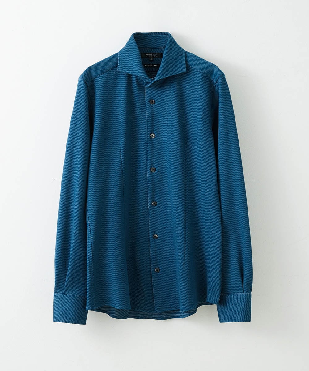 MNBDS10190 MICHEL KLEIN HOMME(ミッシェルクラン オム) 【2023年モデル】《日本製》ストレッチラッセルシャツ グリーン(35)