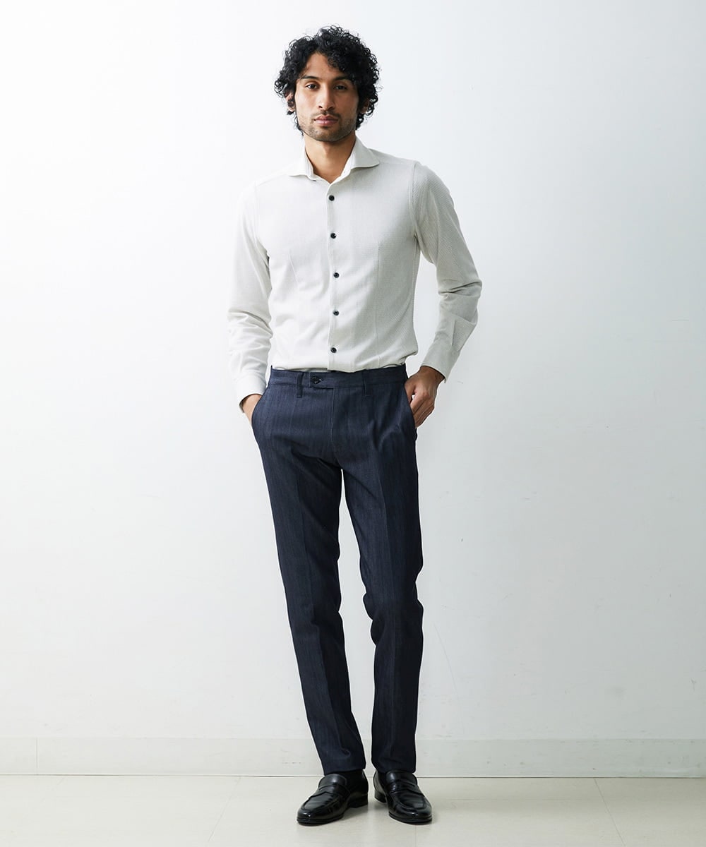 MNBDS10190 MICHEL KLEIN HOMME(ミッシェルクラン オム) 【2023年モデル】《日本製》ストレッチラッセルシャツ ベージュ(82)
