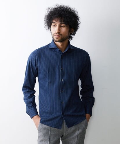 MNBDS13190 MICHEL KLEIN HOMME 【2023年モデル】ストライプラッセルシャツ