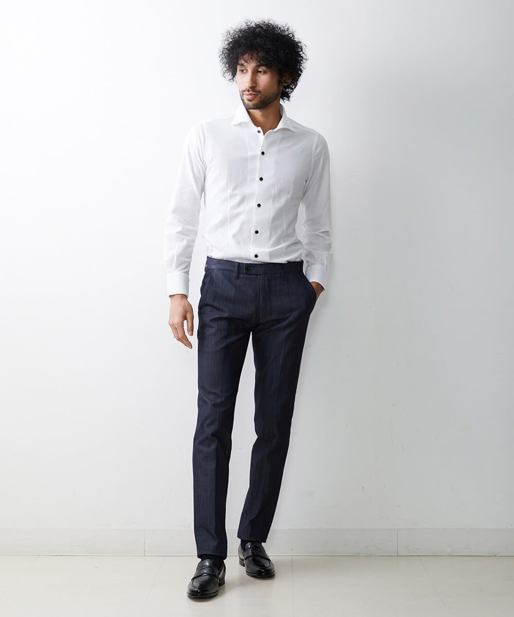 MNBDS14190 MICHEL KLEIN HOMME(ミッシェルクラン オム) 【2023年モデル】ジュエリーストレッチシャツ ホワイト(90)