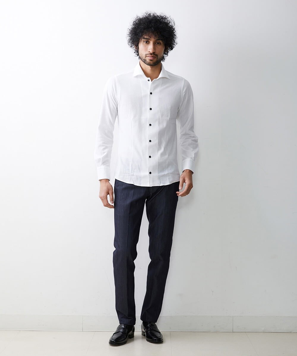 MNBDS14190 MICHEL KLEIN HOMME(ミッシェルクラン オム) 【2023年モデル】ジュエリーストレッチシャツ ホワイト(90)