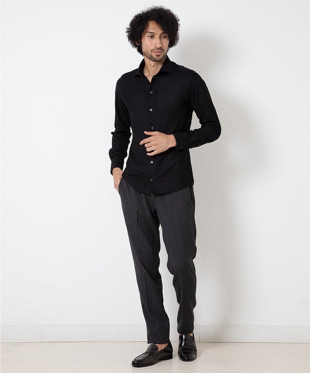 MNBDS14190 MICHEL KLEIN HOMME(ミッシェルクラン オム) 【2023年モデル】ジュエリーストレッチシャツ ブラック(94)