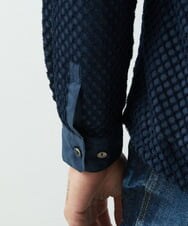 MNBDS21270 MICHEL KLEIN HOMME(ミッシェルクラン オム) 幾何柄ジャガードシャツ ネイビー(57)