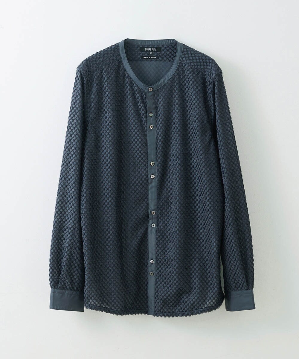 MNBDS21270 MICHEL KLEIN HOMME(ミッシェルクラン オム) 幾何柄ジャガードシャツ ダークグレー(93)