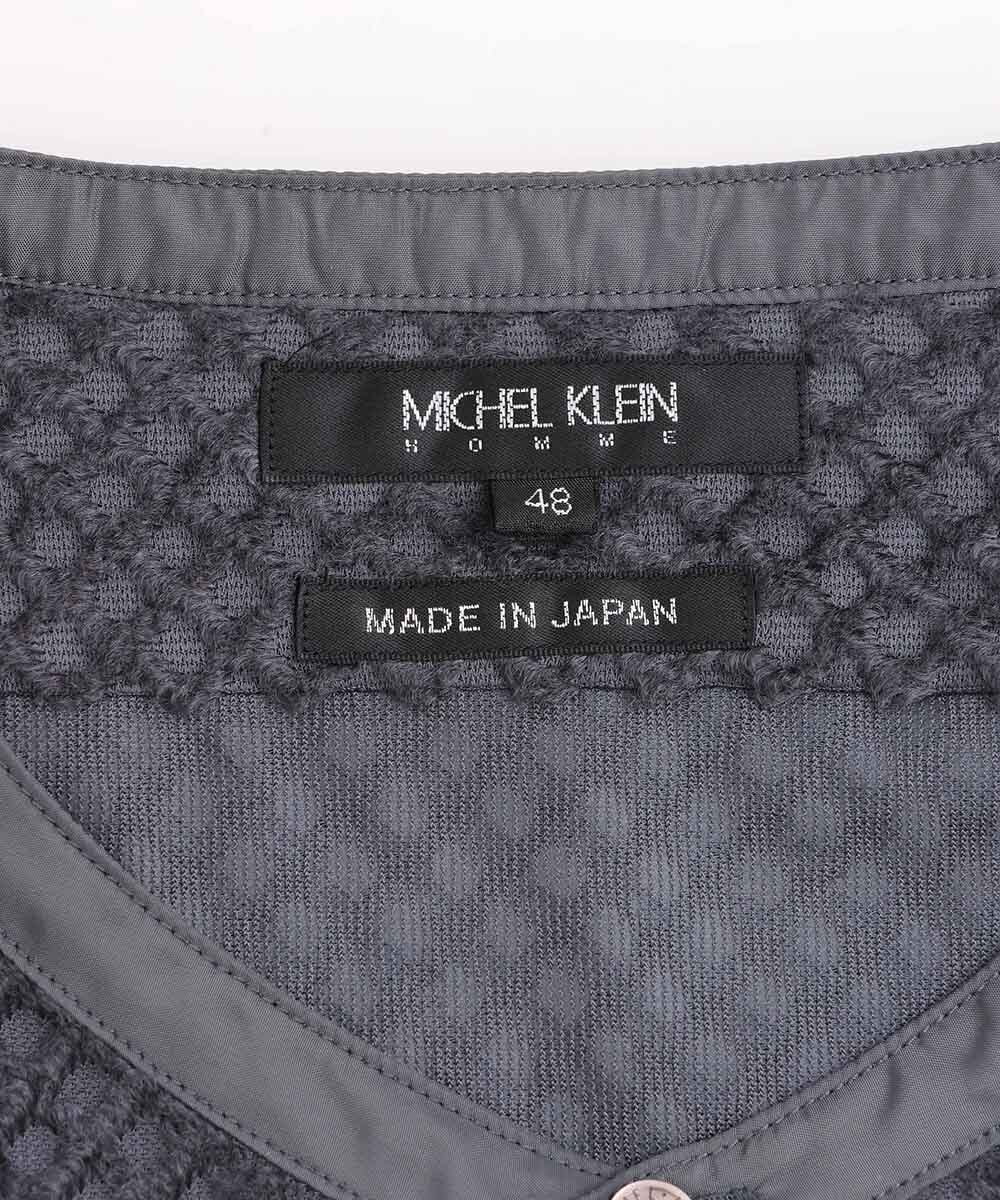 MNBDS21270 MICHEL KLEIN HOMME(ミッシェルクラン オム) 幾何柄ジャガードシャツ ダークグレー(93)