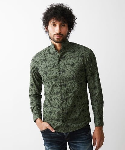 MNBDV14290 MICHEL KLEIN HOMME 《日本製》ボタニカル柄刺繍シャツ