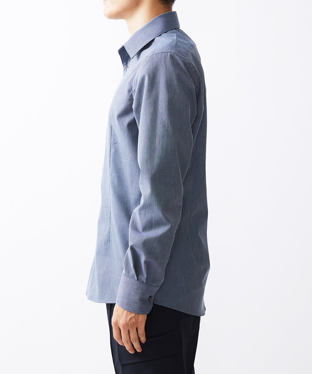 MNBDV15210 MICHEL KLEIN HOMME(ミッシェルクラン オム) 《日本製》ストレッチレギュラーカラーシャツ ブルー(55)