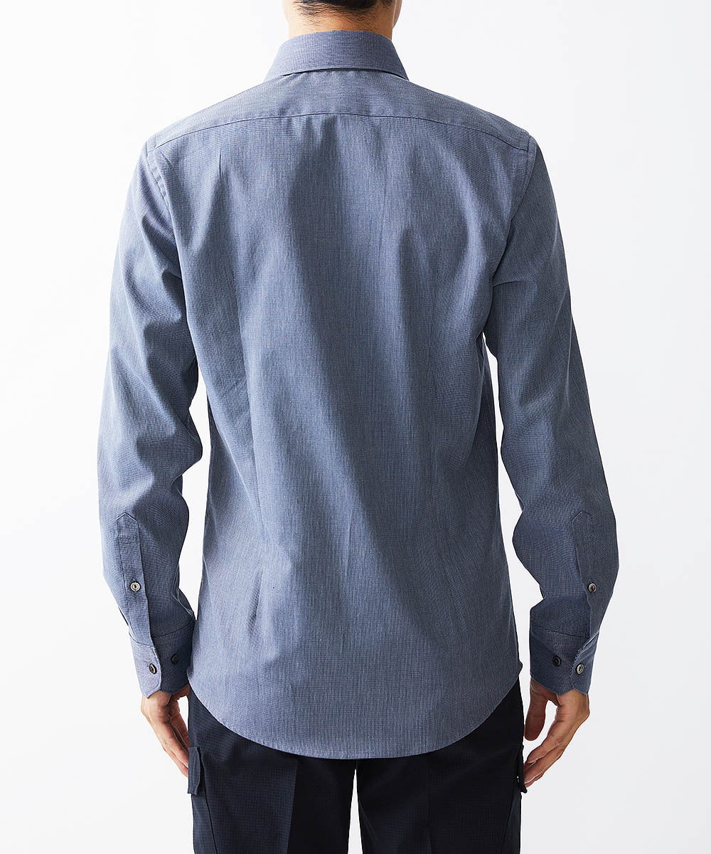 MNBDV15210 MICHEL KLEIN HOMME(ミッシェルクラン オム) 《日本製》ストレッチレギュラーカラーシャツ ブルー(55)