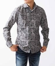MNBDV16270 MICHEL KLEIN HOMME(ミッシェルクラン オム) 《日本製》ペイズリー柄ジャガードシャツ グレー