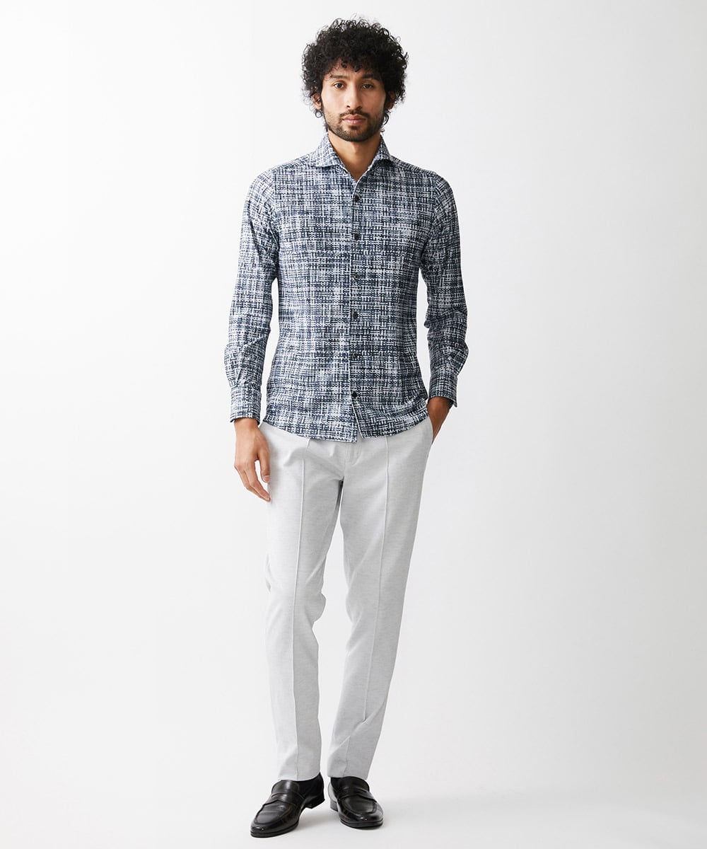 MNBDV50250 MICHEL KLEIN HOMME(ミッシェルクラン オム) 《日本製》プリントジャージシャツ ブラック