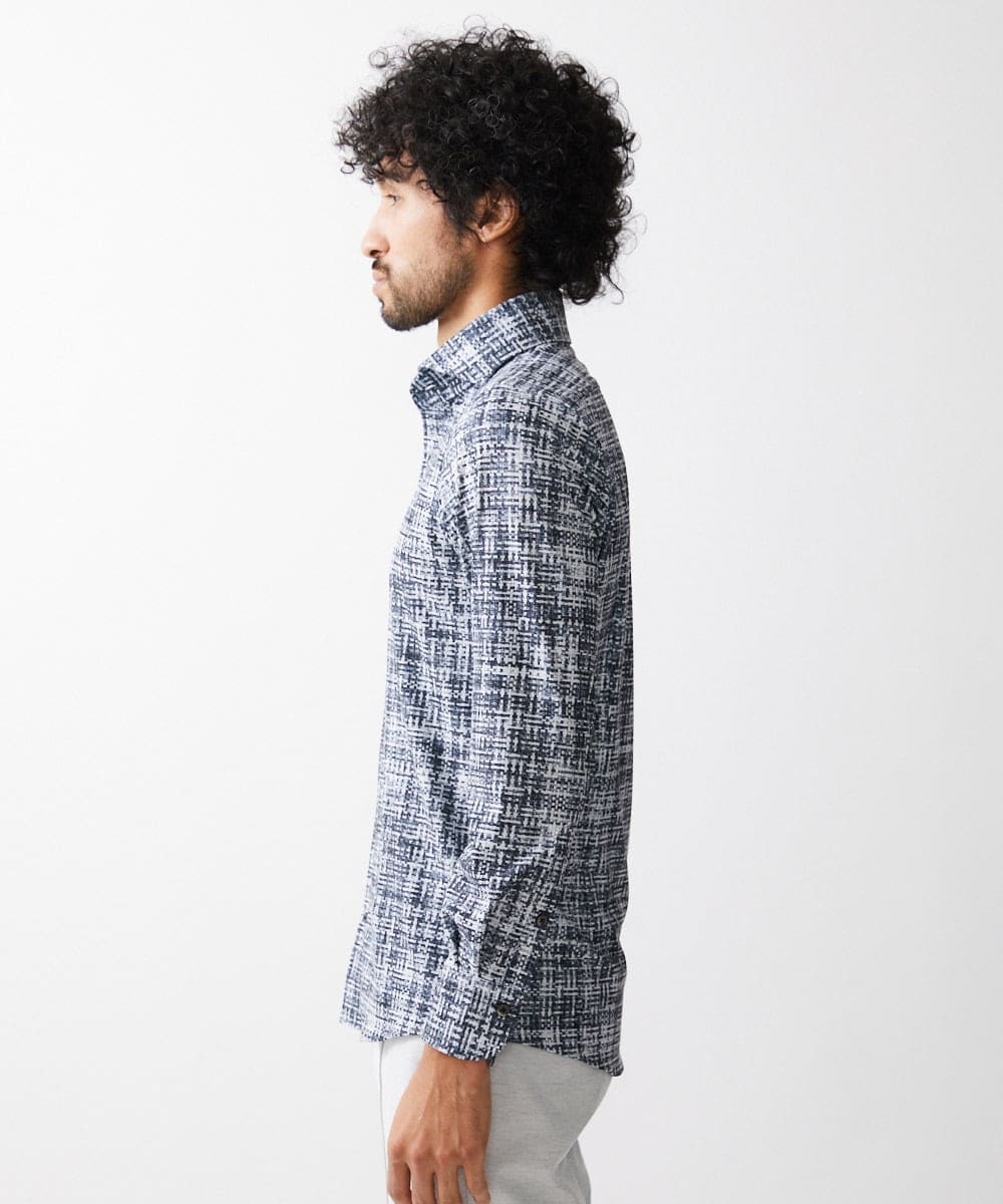 MNBDV50250 MICHEL KLEIN HOMME(ミッシェルクラン オム) 《日本製》プリントジャージシャツ ブラック