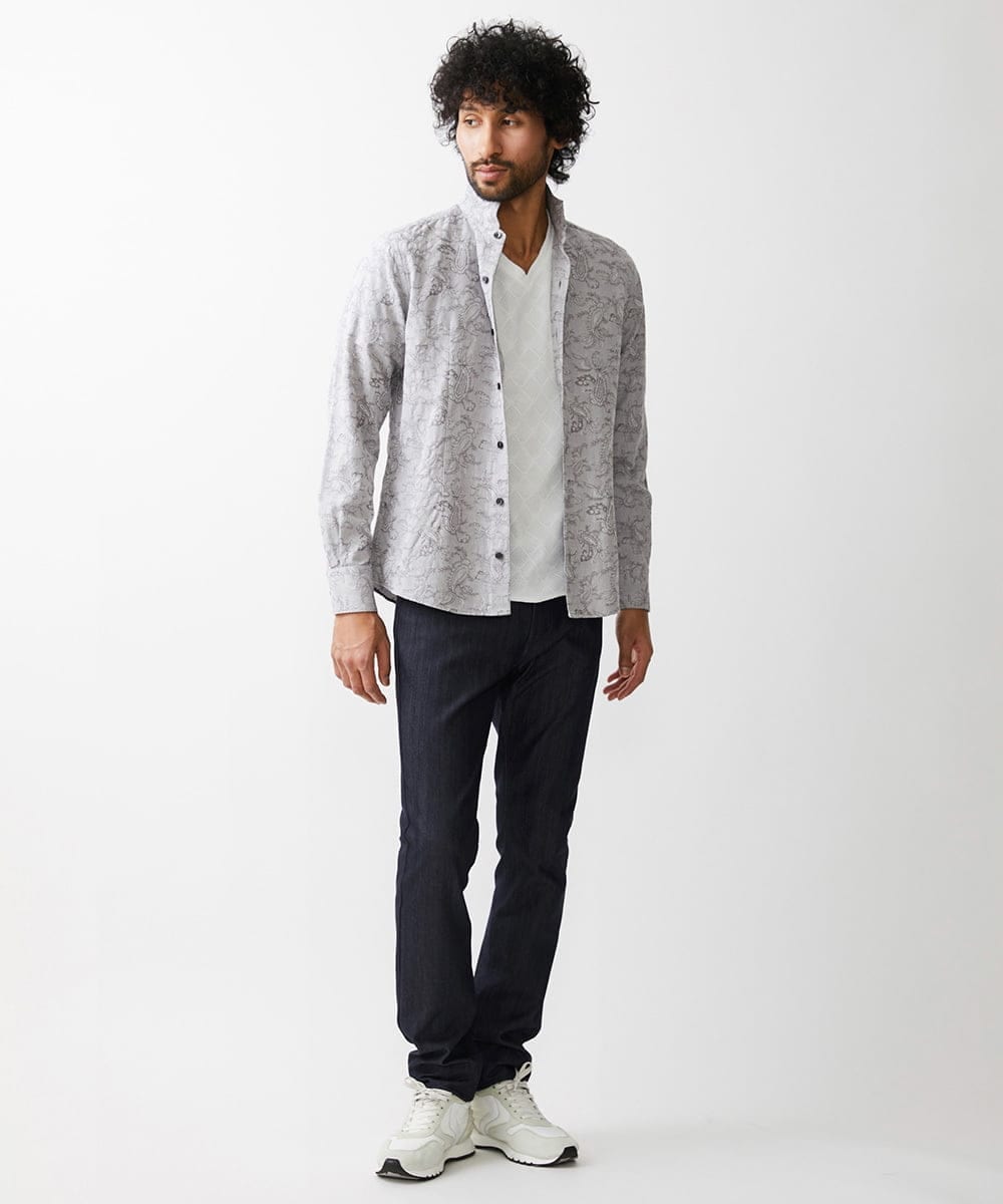 MNBDV52230 MICHEL KLEIN HOMME(ミッシェルクラン オム) ペイズリー柄ジャガードシャツ グレー