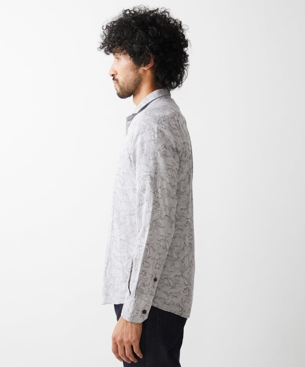 MNBDV52230 MICHEL KLEIN HOMME(ミッシェルクラン オム) ペイズリー柄ジャガードシャツ グレー