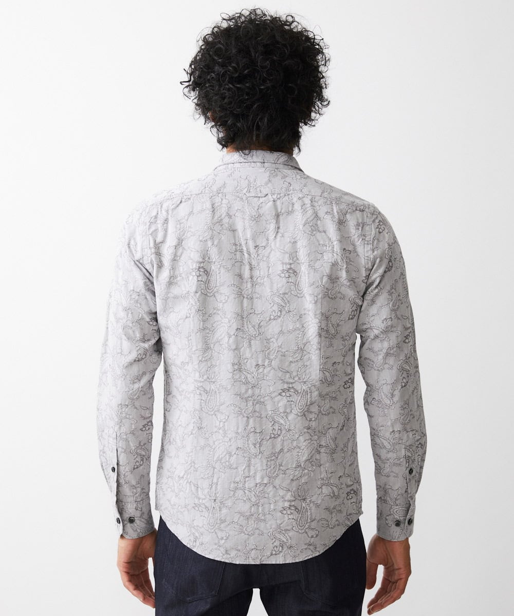 MNBDV52230 MICHEL KLEIN HOMME(ミッシェルクラン オム) ペイズリー柄ジャガードシャツ グレー
