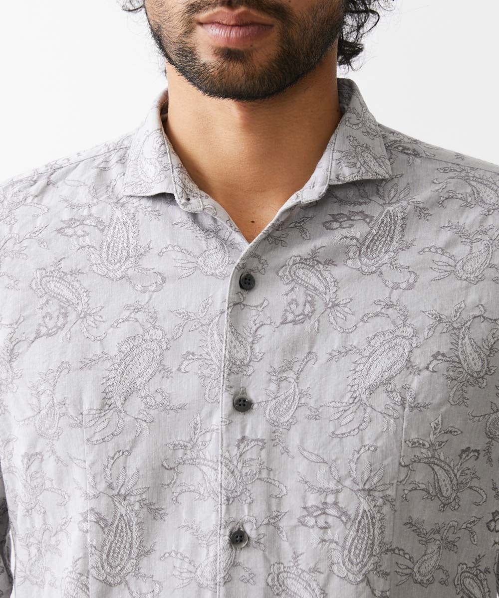 MNBDV52230 MICHEL KLEIN HOMME(ミッシェルクラン オム) ペイズリー柄ジャガードシャツ グレー