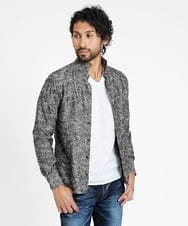 MNBDV52230 MICHEL KLEIN HOMME(ミッシェルクラン オム) ペイズリー柄ジャガードシャツ ダークグレー