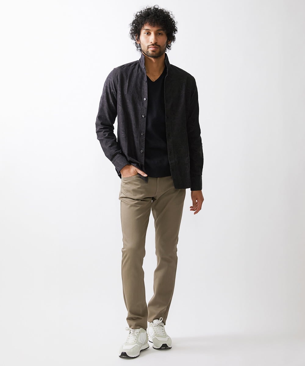 MNBDV52230 MICHEL KLEIN HOMME(ミッシェルクラン オム) ペイズリー柄ジャガードシャツ ブラック