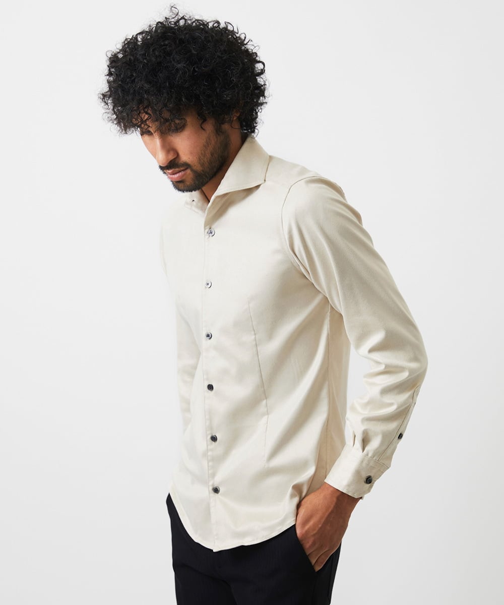 MNBGC37230 MICHEL KLEIN HOMME(ミッシェルクラン オム) スエードストレッチ長袖シャツ オフホワイト