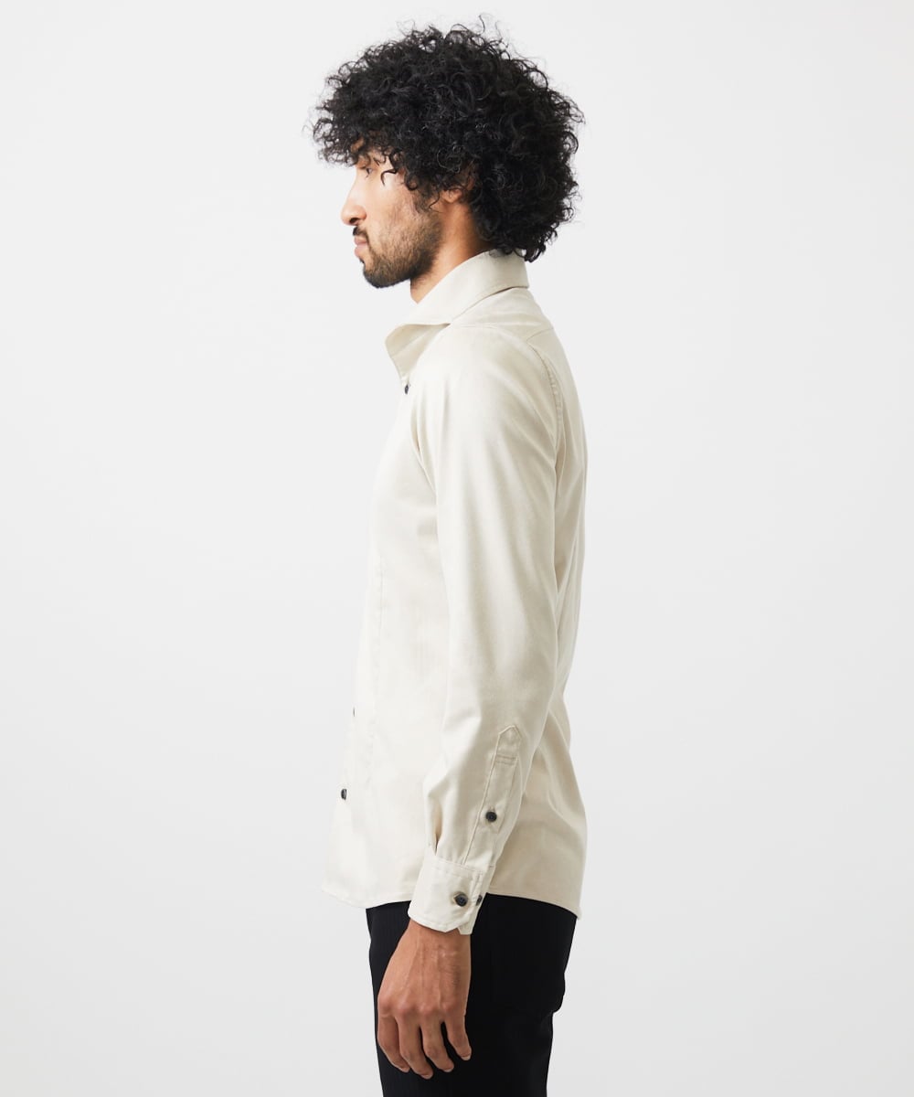 MNBGC37230 MICHEL KLEIN HOMME(ミッシェルクラン オム) スエードストレッチ長袖シャツ オフホワイト