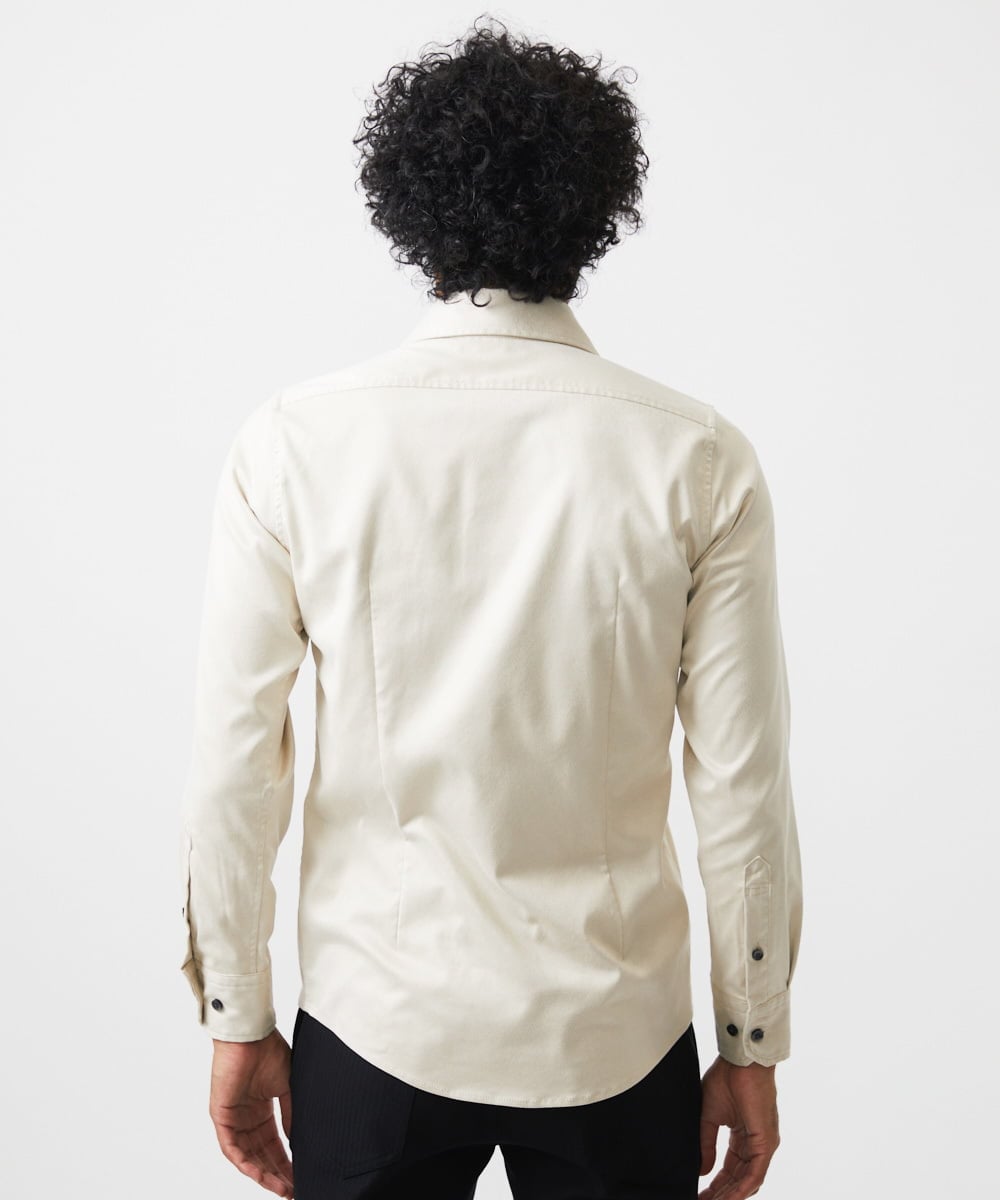 MNBGC37230 MICHEL KLEIN HOMME(ミッシェルクラン オム) スエードストレッチ長袖シャツ オフホワイト
