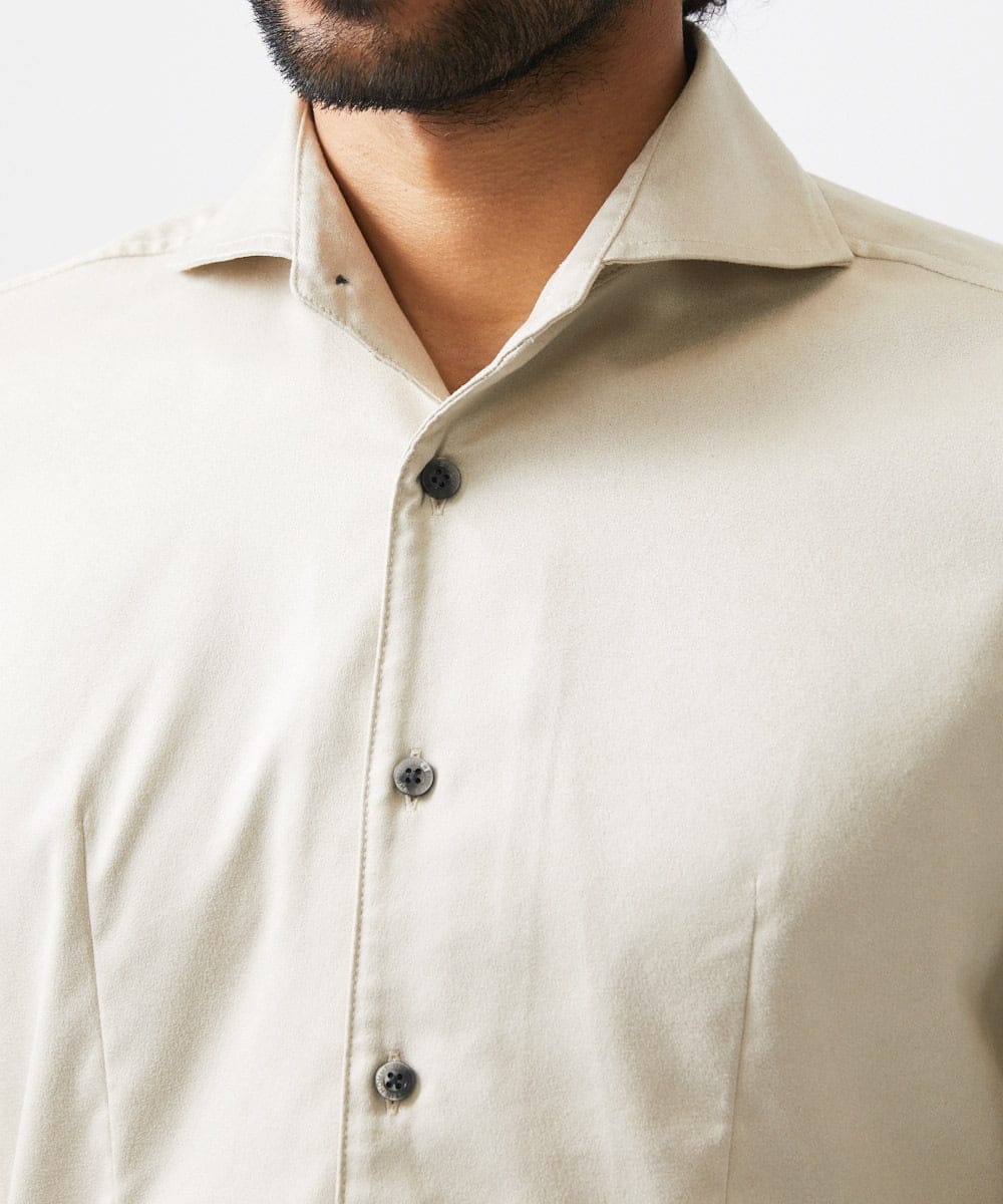 MNBGC37230 MICHEL KLEIN HOMME(ミッシェルクラン オム) スエードストレッチ長袖シャツ オフホワイト