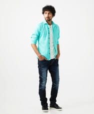 MNBGC51210 MICHEL KLEIN HOMME(ミッシェルクラン オム) 《日本製》ジャガード柄長袖シャツ グリーン