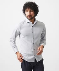 MNBGC51210 MICHEL KLEIN HOMME(ミッシェルクラン オム) 《日本製》ジャガード柄長袖シャツ ライトグレー