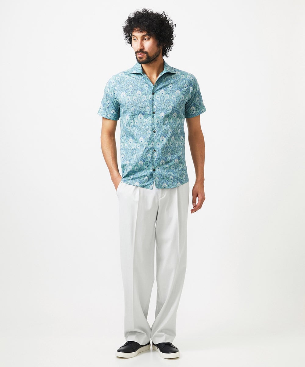 MNBGC57270 MICHEL KLEIN HOMME(ミッシェルクラン オム) 《日本製》フラワー柄半袖シャツ ブルー