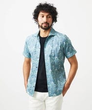 MNBGC57270 MICHEL KLEIN HOMME(ミッシェルクラン オム) 《日本製》フラワー柄半袖シャツ ブルー