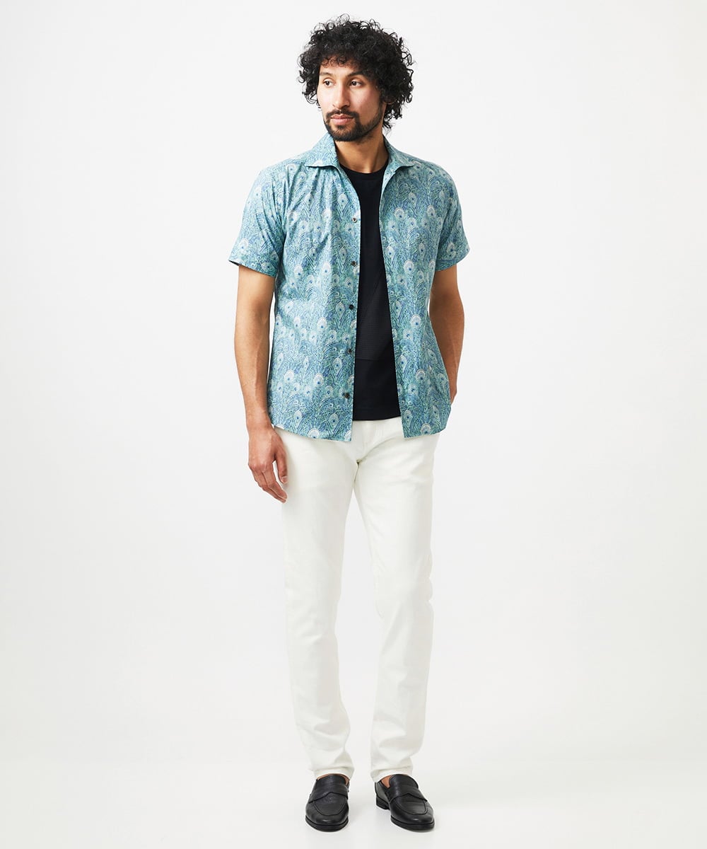 MNBGC57270 MICHEL KLEIN HOMME(ミッシェルクラン オム) 《日本製》フラワー柄半袖シャツ ブルー