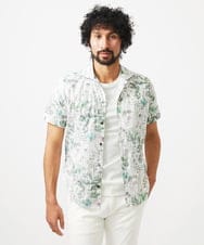 MNBGC57270 MICHEL KLEIN HOMME(ミッシェルクラン オム) 《日本製》フラワー柄半袖シャツ ホワイト