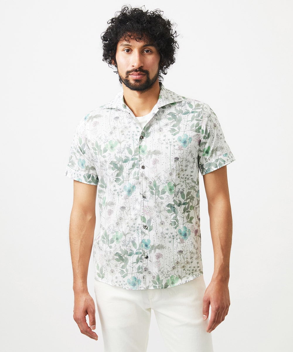 MNBGC57270 MICHEL KLEIN HOMME(ミッシェルクラン オム) 《日本製》フラワー柄半袖シャツ ホワイト